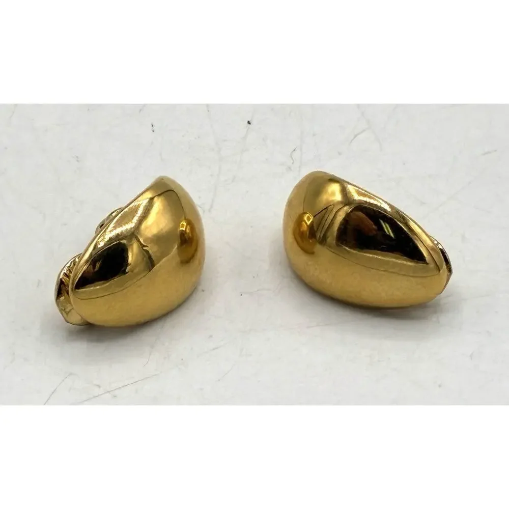 Monet Vintage Gold Tone High Polish Dome Clip Earrings 3/4”